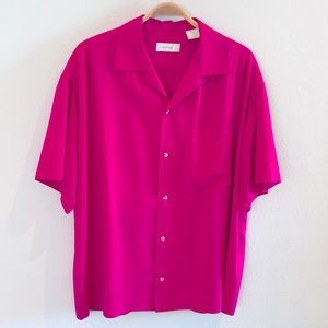 NEON Pink Sueded Silk Washable Camp Shirt by Go Silk - L